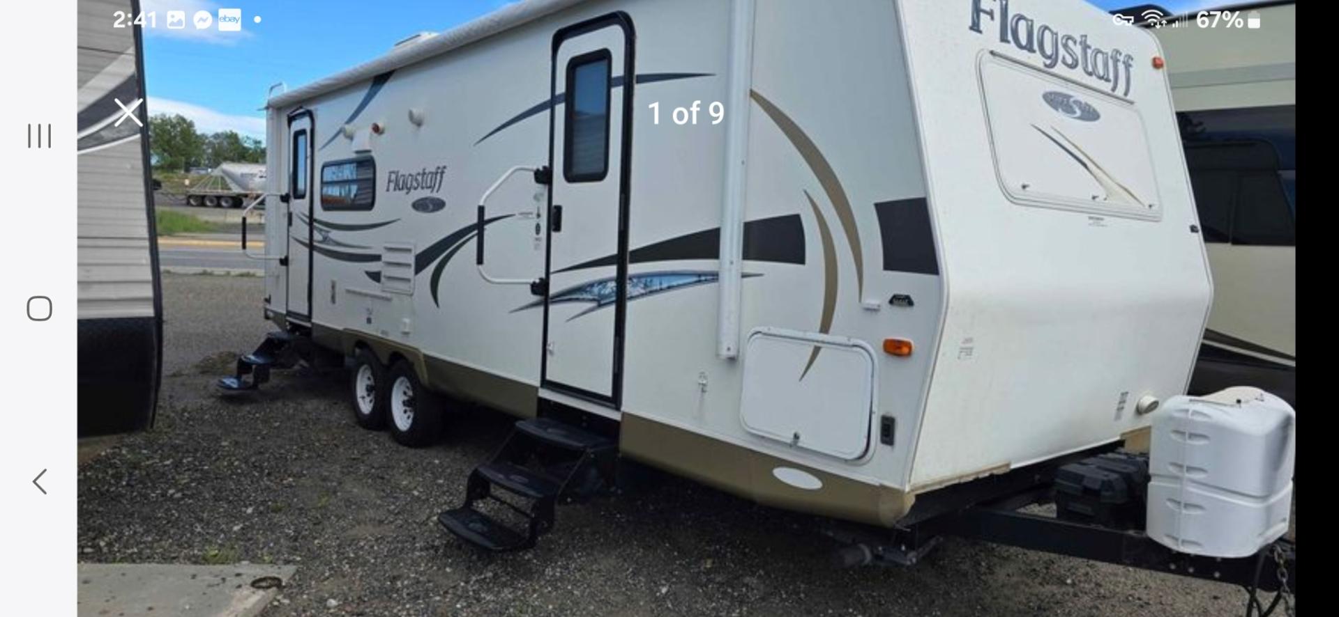 2013 White Forest River Flagstaff , located at 923 US HWY 87 E., Billings, MT, 59101, (406) 245-0456, 45.795788, -108.451881 - Half ton towable Bumper pull toy hauler, Front queen walk around bed, Rear Living room with 2 chairs, Auto awning, Auto jacks, Heated and enclosed underbelly, Booth dinette and couch both make into beds, Could sleep 6. Dry weight 5,676 lbs. We CERTIFY OUR USED INVENTORY!!!! John at 4062080659 - Photo#0