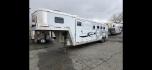 2003 White Exiss XT408 , located at 923 US HWY 87 E., Billings, MT, 59101, (406) 245-0456, 45.795788, -108.451881 - 2003 Exiss XT408 4 Horse LQ Located in Billings MT $27,900 4 horse slant with 10' living quarters, 7' wide, front queen bed, booth dinette makes into a bed, aluminum on aluminum, fridge, hot water, a/c, manual jack, fold down windows on the front, tires at 90%, bearings packed and ready to rode - Photo#1