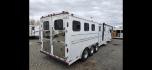 2001 White Sidekick 4 Horse LQ , located at 923 US HWY 87 E., Billings, MT, 59101, (406) 245-0456, 45.795788, -108.451881 - Absolutely gorgeous 2001 Sidekick!! Located in Billings MT 4 horse, 8' wide with 11' shortwall. Overall length is 43.5'. Aluminum on aluminum, mangers, onan 4000 watt generator with remote start, auto awning, triple oil bath axles, satellite dish, furnace, hot water. Bathroom is 8' long. Short - Photo#2