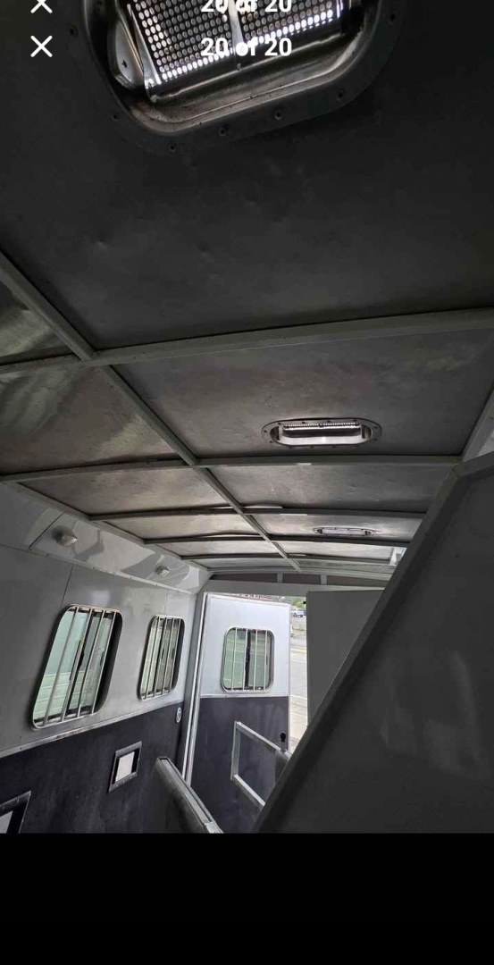 2012 White Bison Trail Express , located at 923 US HWY 87 E., Billings, MT, 59101, (406) 245-0456, 45.795788, -108.451881 - 2012 Bison Trail Epress 380 Located in Billings MT $25,900 This is a really nice 2 owner, 3 horse, 7' wide, living quarter horse trailer. Aluminum on steel, auto awning and auto front jacks, full bath, shower, toilet, a/c, furnace, hot water, stud stall, fold down windows on front. Front quee- Photo#19